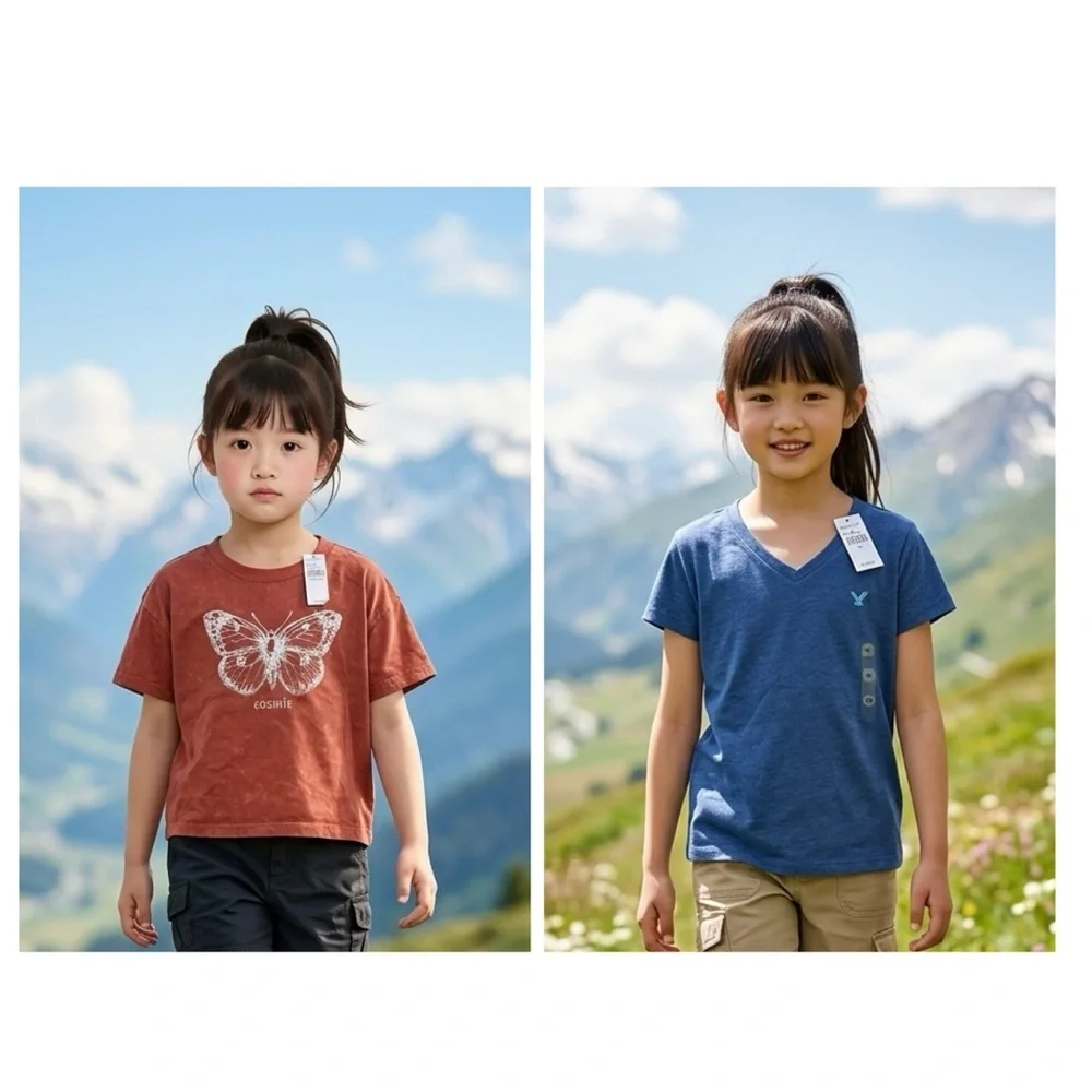 NWT American Eagle Kids Girls 2 Short Sleeve Logo Graphic Tee Shirts - Size 14